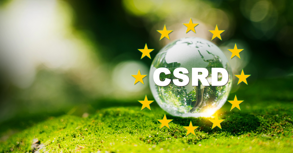 corporate sustainability reporting directive (csrd) concept. the european union and financial reporting standards regarding sustainability disclosures.