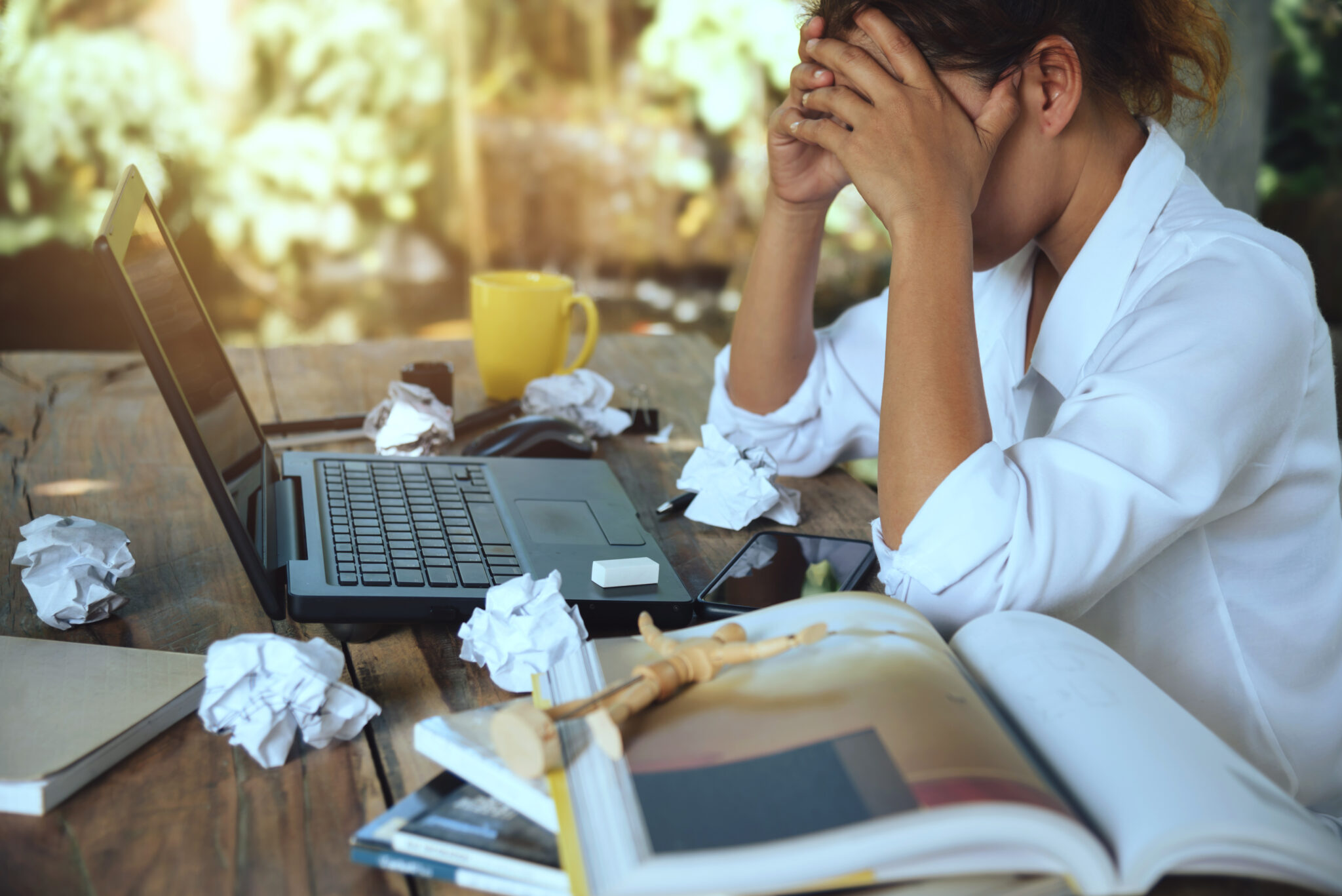 asian woman sitting working at home on vacation. use working wit